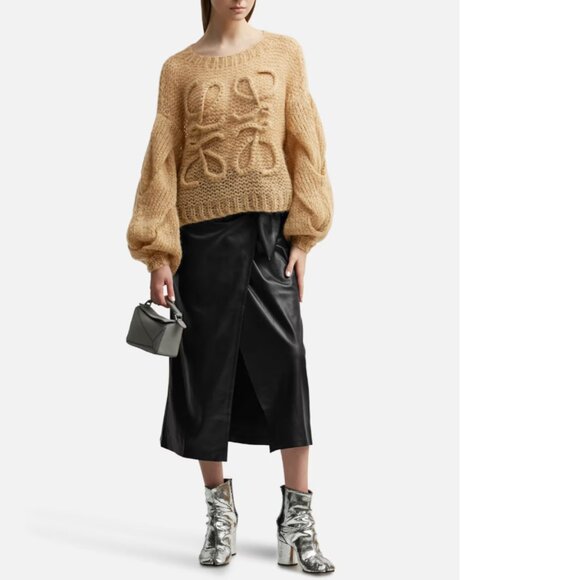 Loewe Women's Brown Knit Letter Puzzle Sweater - Picture 3 of 13